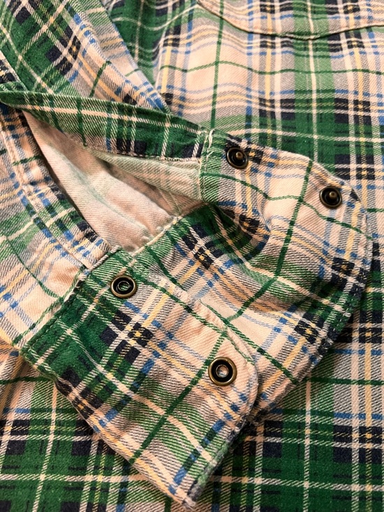 The Great The Heritage Green Plaid Flannel Shirt Womens Sz 2 M Snaps Western - Picture 9 of 12